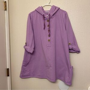 Susan Graver brushed French terry hooded top sweatshirt XL